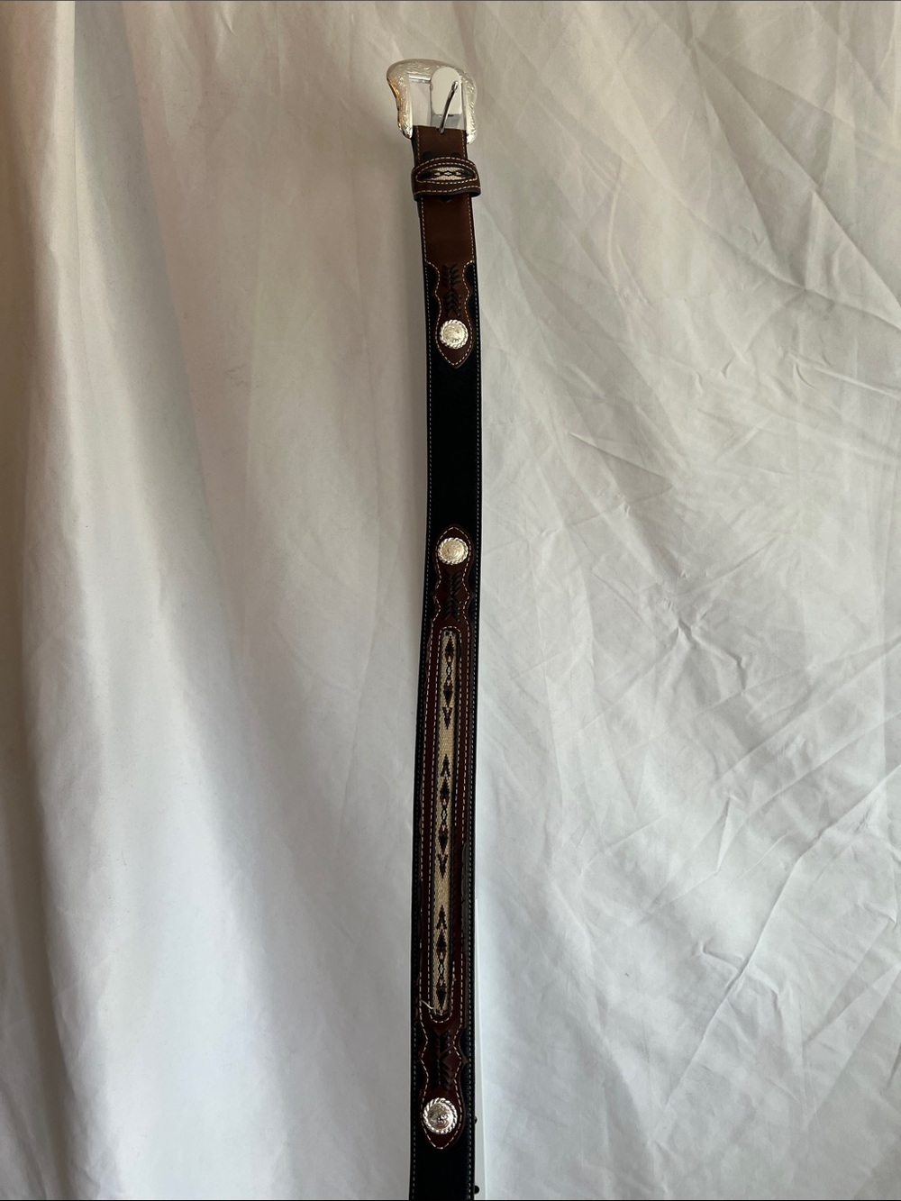 Nocona Black Leather Belt with Brown Accent
